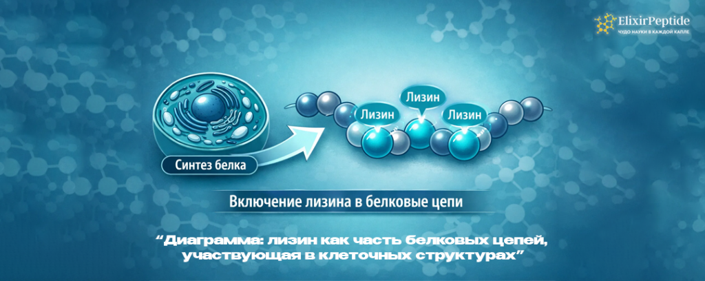 Диаграмма- лизин как часть белковых цепей участвующая в клеточных структурах.png Диаграмма- лизин как часть белковых цепей участвующая в клеточных структурах.png